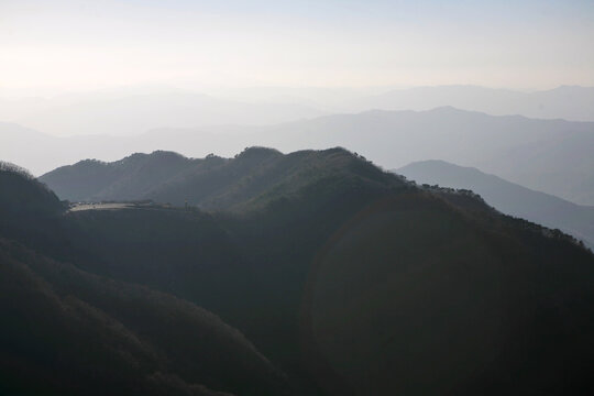 View of the mountain range from Jiri Mountain in autumn