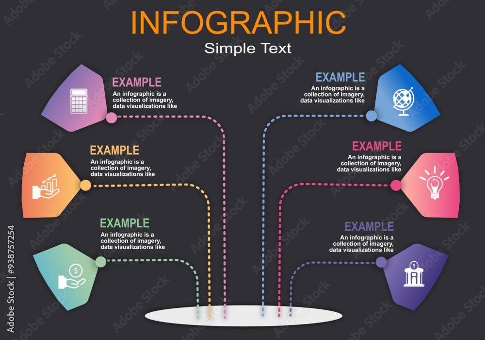 Poster infographic vector illustration with bars graph arranged by height showing growth in stages for pres