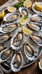 Juicy fresh oysters on the half shell, served with a squeeze of lemon, cold and refreshing.