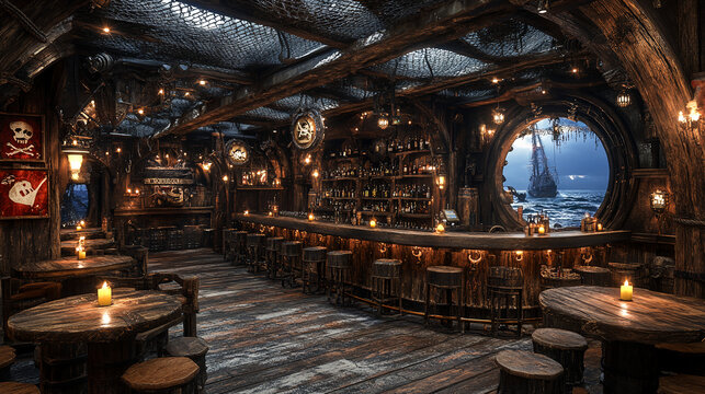 pirate bar, bar, elegant bar, restaurant, classic bar, luxury, gorgeous,  