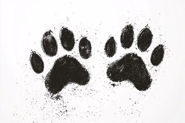 Paw print foot trail. Dog paw print