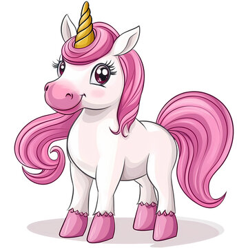 Cute unicorn Birthday Cartoon on transparent background, generated ai