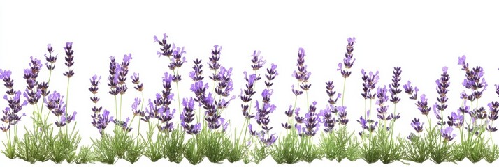 A beautiful image of lavender flowers isolated on a white background. The flowers are in full bloom and are perfect for use in a variety of design projects. The image can be used to create a serene an