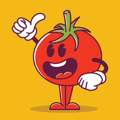  Cute hand drawn tomato Mascot illustration