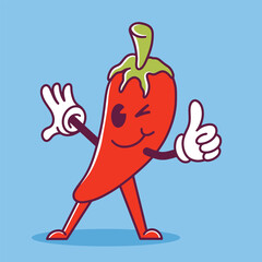  Cute hand drawn chili Mascot illustration