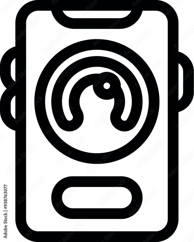 Poster simple icon of a smartphone with a voice control app open on the screen