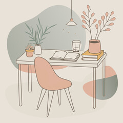 Charming and Cozy Study Space with a Formal, Minimalist Aesthetic