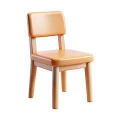 3D illustration of an wooden chair with an open backrest and simple design. The chair stands on four wooden legs, ideal for minimalist interior designs. Isolated on transparent background, png.