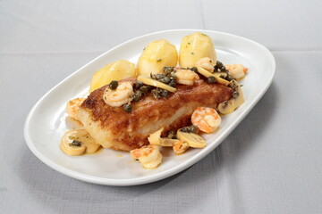 Grilled Codfish a la Belle Meuniere with Boiled Potatoes