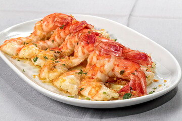 Santista shrimp with Greek rice on the plate