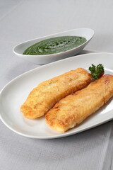 Grilled Sole with Spinach Cream on the plate
