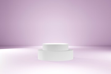 3d display cosmetic product background with stand cylinder on pink background
