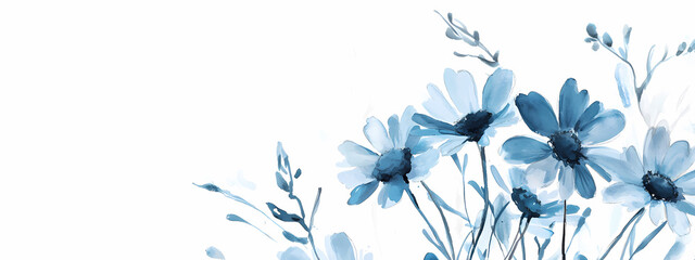 Fototapeta premium Modern Watercolor Blue Daisies