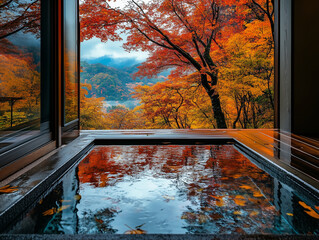 紅葉の露天風呂