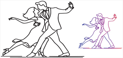 line drawing of couple dancing vector