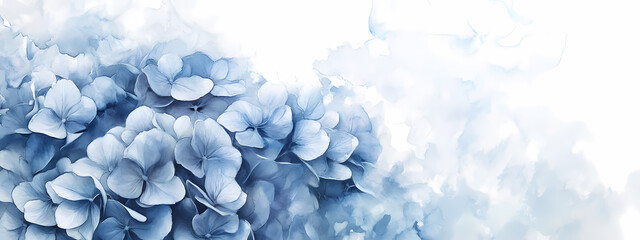 Ethereal Watercolor Blue Hydrangeas