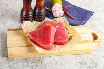 Delicous raw tuna steak for cooking