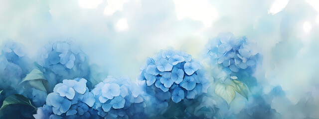 Ethereal Watercolor Blue Hydrangeas