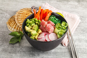 Hawaiian cuisine - poke with tuna and rice