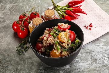 Vegan boiled quinoa with vegetables