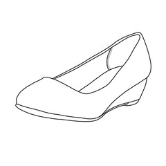 Women's Low Heel Pump Shoes Line art,Technical sketch hand drawing outline vector doodle illustration isometric view isolated on white background
