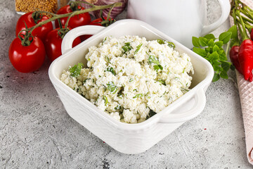 Curd cheese with green herbs