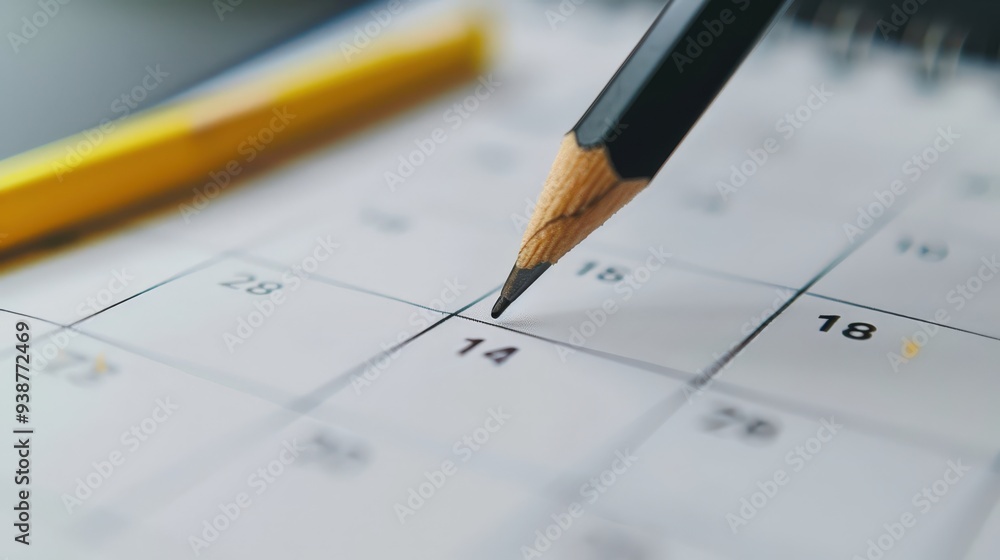 Poster creative calendar month with a visually engaging grid and highlighted special dates.