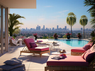 Fantastic Luxury penthouse apartment terrace with pool overlooking