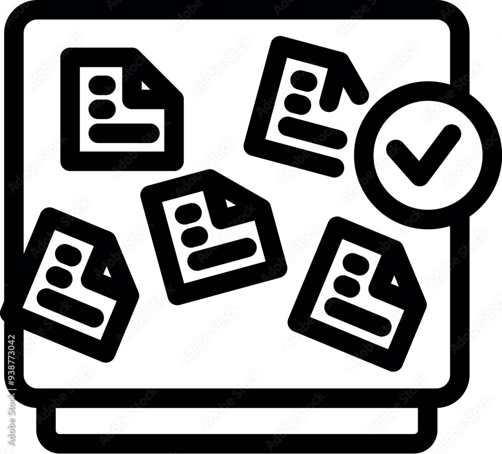 Poster electronic validation of multiple digital documents with a checkmark symbol