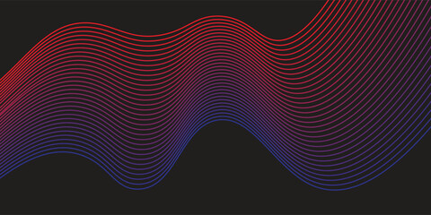 Blue and red abstract wave. Magic line design. Flow curve motion element.