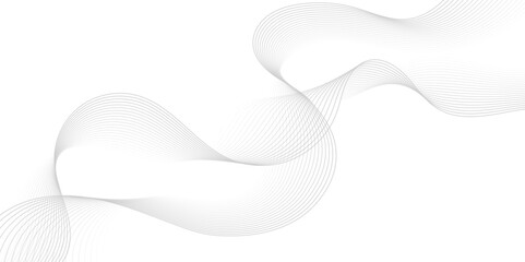 Gray wave curve lines abstract background with flowing particles. Digital energy waves technology concept. Modern backdrop design for business, presentation, banner.
