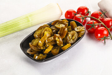 Sliced canned jalapeno pepper