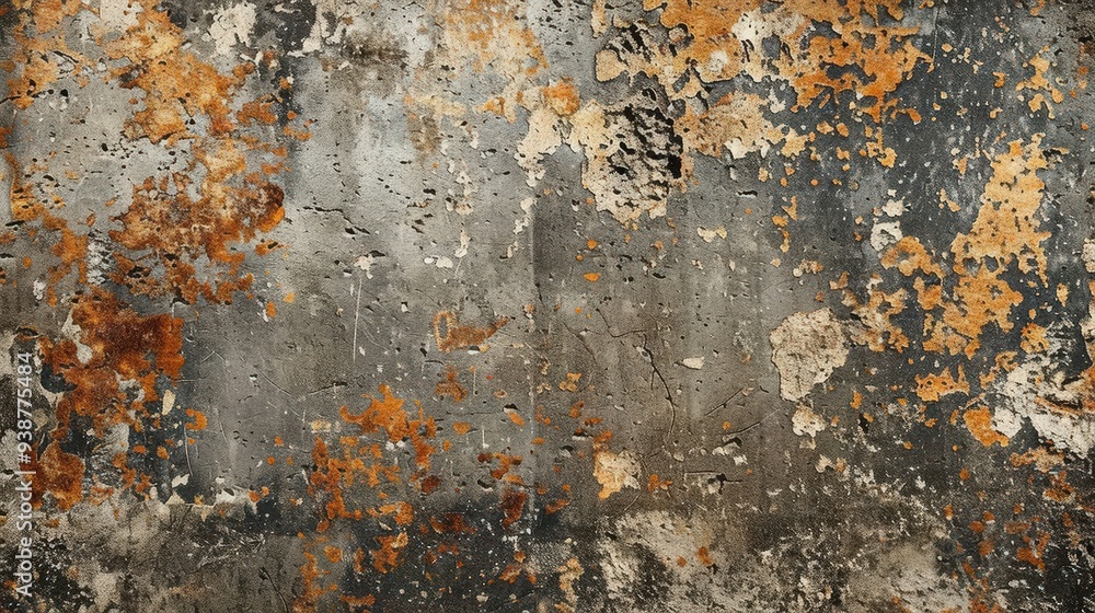 Poster the depth of grunge texture with a detailed view of its rough surface, featuring a mix of irregular 