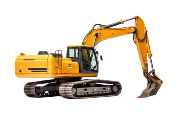 Heavy-Duty Excavator Machinery Isolated on Transparent Background for Construction and Industrial Design Projects
