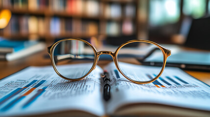 Closeup of economic policy books and documents with digital annotations, concept of modern policy analysis