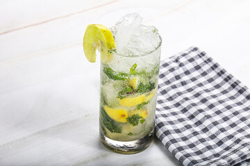Mojito cocktail with lime and rum