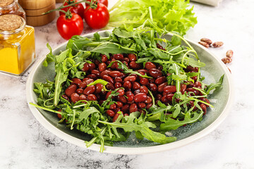 Red canned beans with arugula