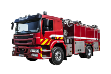 Fire engine on transparent background for emergency services design projects and fire safety awareness campaigns in high-resolution PNG format