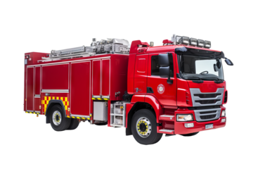 Fire engine on transparent background for emergency services design projects and fire safety awareness campaigns in high-resolution PNG format