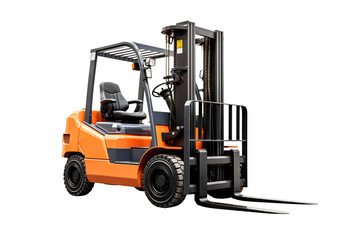 High-resolution forklift illustration isolated on transparent background for industrial and warehouse logistics design projects, ideal for digital and print use in manufacturing and heavy machinery