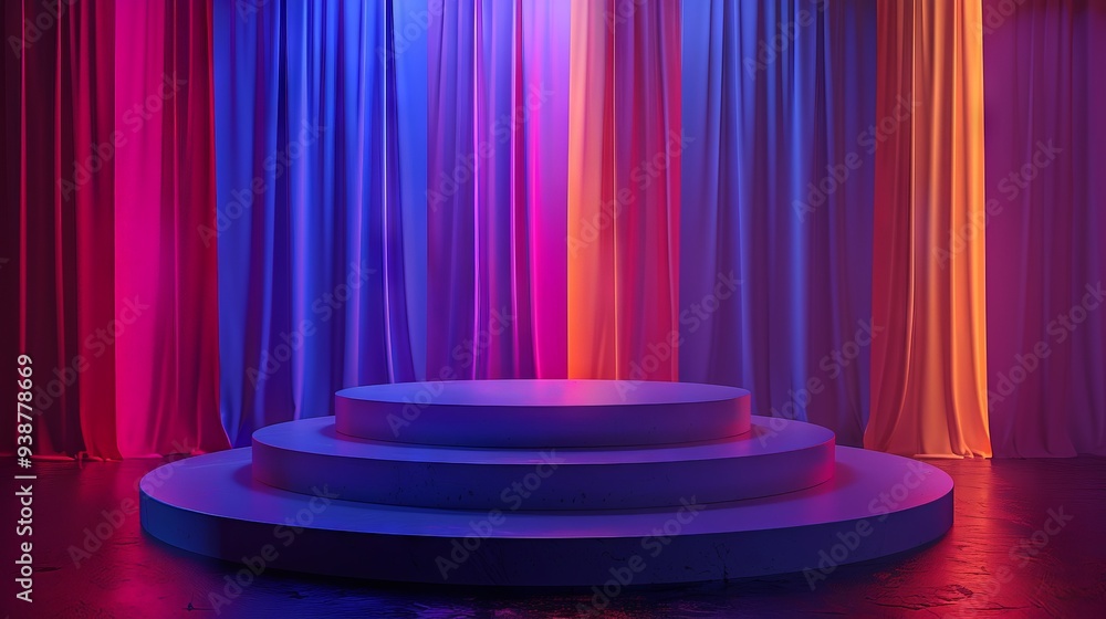 Wall mural empty stage cylinder podium for product