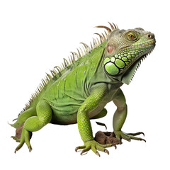 Obraz premium Green iguana on transparent background, png 