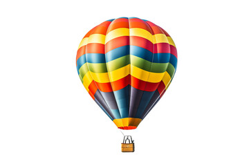 Fototapeta premium Vibrant hot-air balloon isolated on transparent background PNG for creative design projects and travel-themed visual content