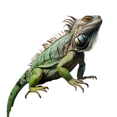 Obraz premium Lguana lizard on a stone on transparent background, png 