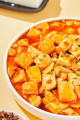 MaPo Tofu,stir-fried tofu in hot sauce,Sichuan cuisine,Chinese food,food photography