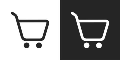 Shopping cart black and white icon vector design