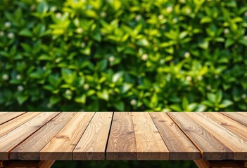 wooden table and green grass