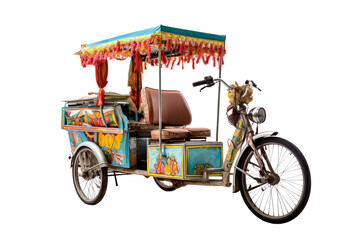 Detailed png illustration of a modern pedicab with transparent background for versatile use in urban transportation and eco-friendly design projects
