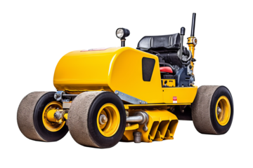 Heavy-duty road roller machine isolated on transparent background for construction and industrial design projects in high-quality PNG format