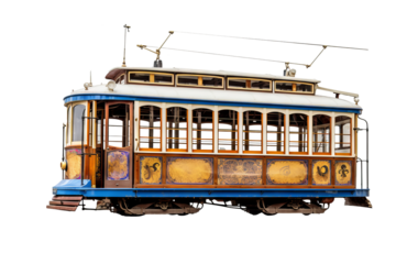 Rope-tram vehicle isolated on transparent background, PNG format for urban transportation design and 3d rendering projects
